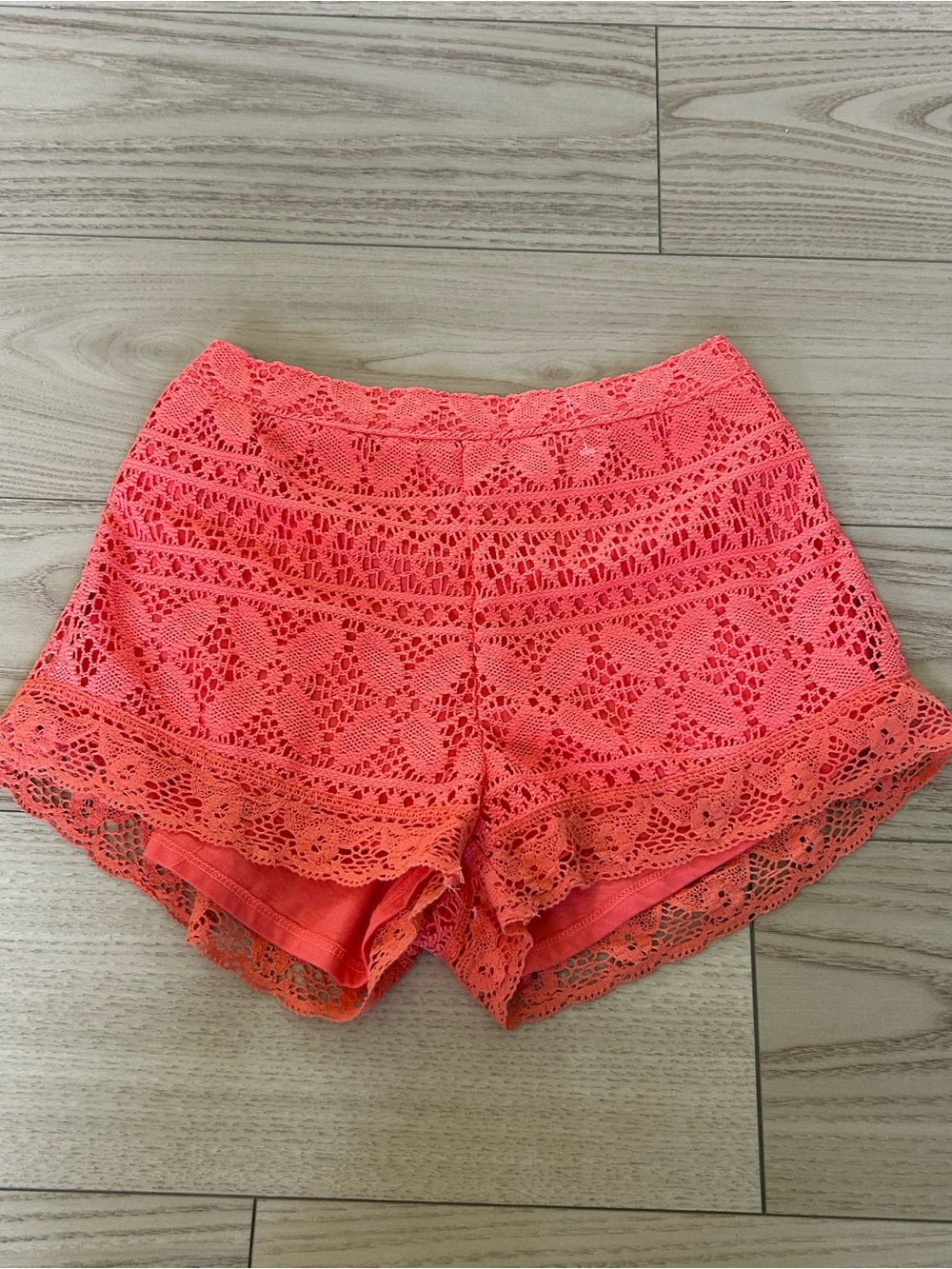 Hollister Coral Crochet Lace Shorts